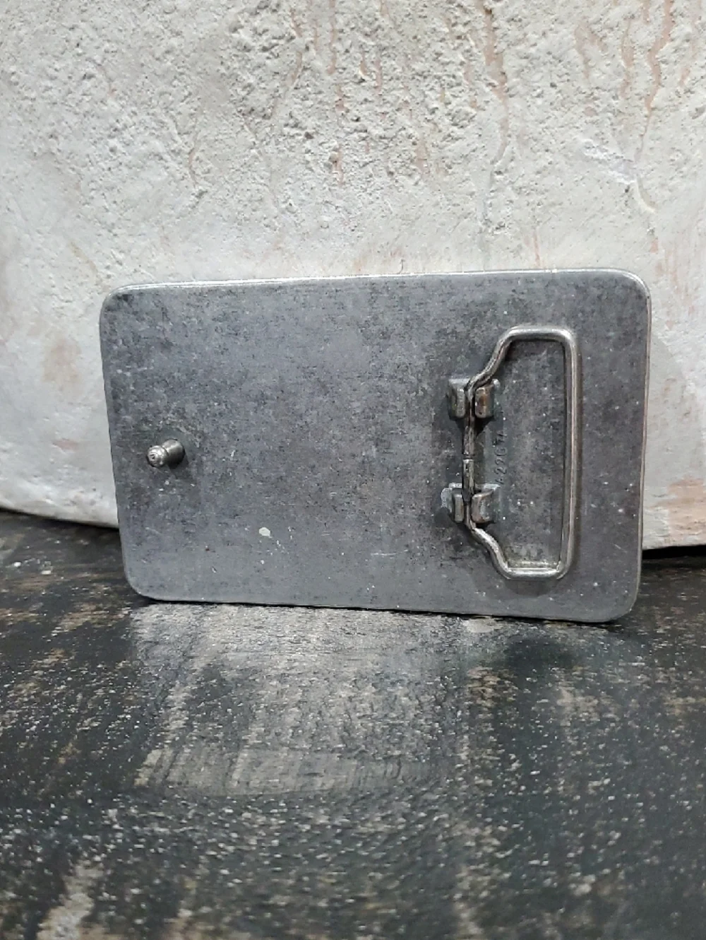 Vintage Silver-Tone Rectangular Belt Buckle with Ribbed Bar Design